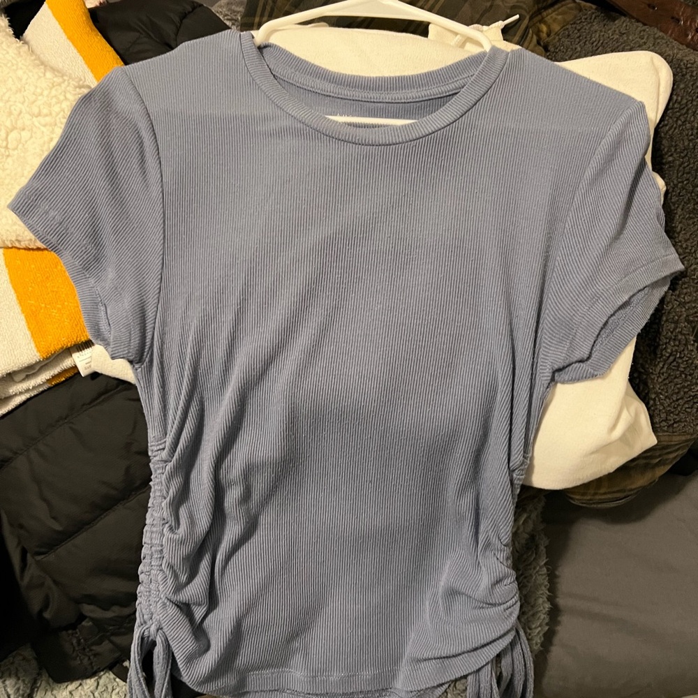 American Eagle Outfitters Light Blue Ribbed Crop Top